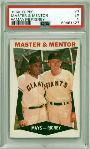 1960 Topps Master & Mentor Baseball Card #7- PSA Graded 5 EX (Willie Mays/Bill Rigney/San Francisco Giants)