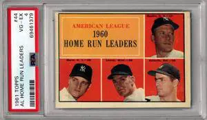 1961 Topps AL Home Run Leaders Card #44- PSA Graded 4 VG-EX (Roger Maris/Mickey Mantle)