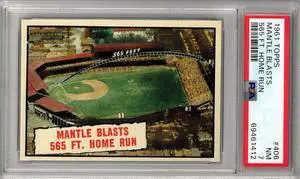 Mickey Mantle 1961 Topps Blasts 565 FT Home Run Card #406- PSA Graded 7 NM (New York Yankees)