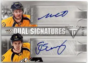 Filip Forsberg & Austin Watson dual signed 2013-14 Panini Titanium Hockey Dual Signatures Card #RD-NSH- 44/50 (Predators)