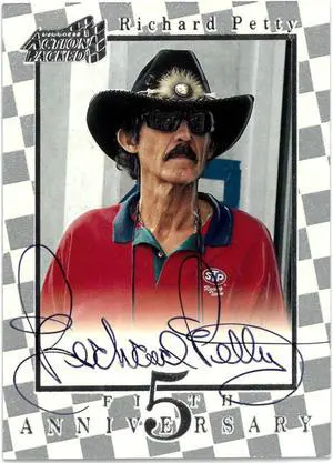 Richard Petty signed 1997 Pinnacle Action Racing 5th Anniversary NASCAR On Card Auto #FA1