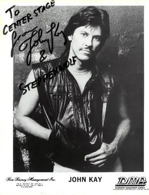 John Kay signed 8x10 B&W Agency Promo Photo w/ Steppenwolf- Beckett Review
