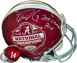 Trent Richardson signed Alabama Crimson Tide Full Size Riddell Authentic #14/National Champs Logo  Helmet 2011 Natl Champs/21-0