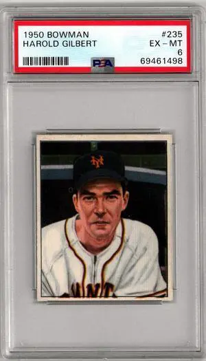 Harold Gilbert 1950 Bowman Baseball Card #235- PSA Graded 6 EX-MT (New York Giants)