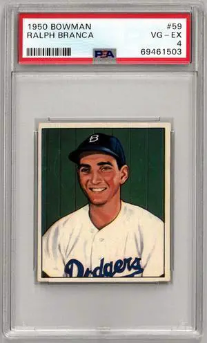Ralph Branca 1950 Bowman Baseball Card #59- PSA Graded 4 VG-EX (Brooklyn Dodgers)