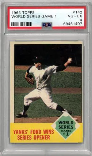 1963 Topps World Series Game 1 Baseball Card #142- PSA Graded 4 VG-EX (New York Yankees)