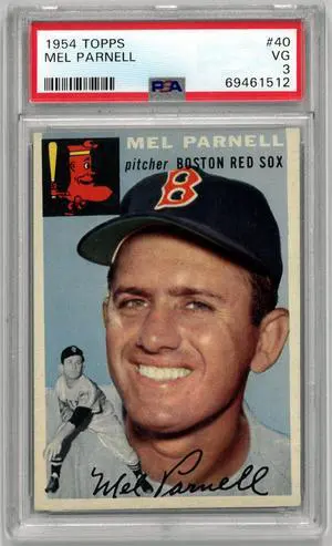 Mel Parnell 1954 Topps Baseball Card #40- PSA Graded 3 VG (Boston Red Sox)