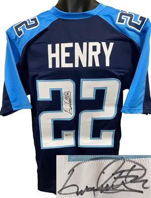 Derrick Henry signed Tennessee 2016-17 TB Navy Custom Stitched Pro Style Football Jersey #22 XL- Beckett Witnessed