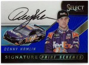 Denny Hamlin signed 2017 Panini Select Racing Paint Schemes NASCAR On Card Auto #SPS-DH- 35/50 (Fed Ex)