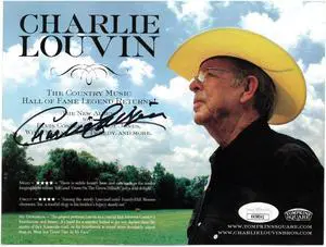 Charlie Louvin signed 2007 80th Birthday Tompkins Square Album 6x8 Promo Photo Card- JSA #KK58041