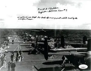 David Thatcher signed WWII Doolittle Raiders Vintage B&W 8x10 Photo- JSA #AC92638- Engineer- Gunner Crew #7