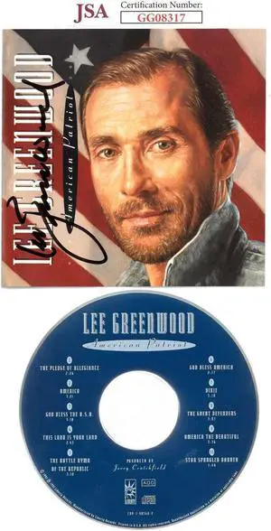 Lee Greenwood signed 1992 American Patriot Album Cover Booklet w/ CD & Case- JSA #GG08317