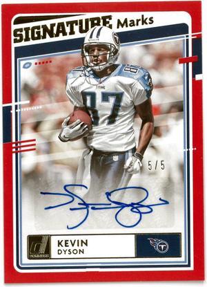 Kevin Dyson signed 2020 Panini Donruss Football Card #SM-KD- 5/5 (Tennessee Titans)