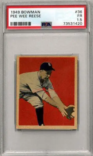 Pee Wee Reese 1949 Bowman Baseball Card #36- PSA Graded 1.5 FR (Brooklyn Dodgers)