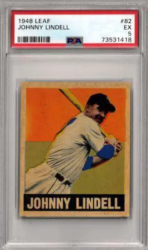 Johnny Lindell 1948 Leaf Baseball Card #82- PSA Graded 5 EX (Centered/New York Yankees)