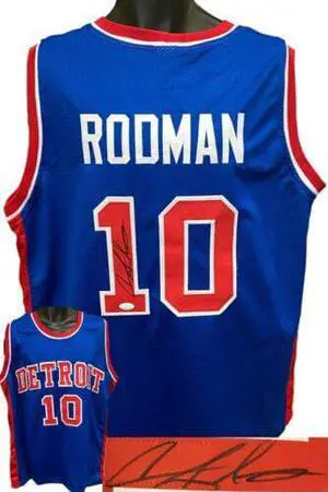 Dennis Rodman signed Detroit Blue TB Custom Stitched Pro Basketball Jersey- JSA Witnessed