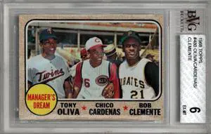 Roberto/Bob Clemente 1968 Topps Manager's Dream Card #480- BVG Graded 6 EX-MT (Sub Grades w/Tony Oliva & Chico Cardenas)