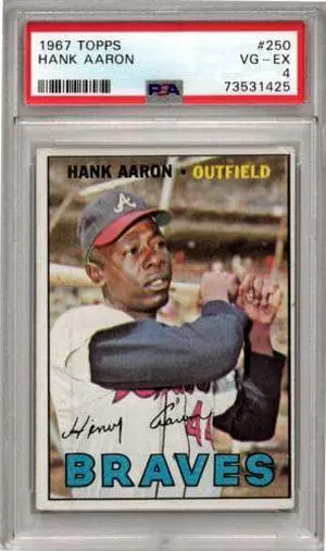 Hank Aaron 1967 Topps Baseball Card #250- PSA Graded 4 VG-EX (Atlanta Braves)