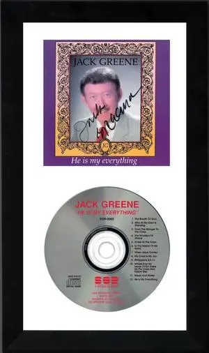 Jack Greene signed 1991 He is my everything Album Cover w/CD 6.5x12 Custom Framing- JSA #GG08335