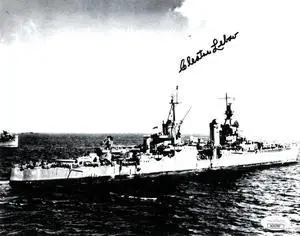 Cleatus Lebow signed WWII Vintage B&W 8x10 Photo- JSA #AC92787- Survivor/USS Indianapolis 1945