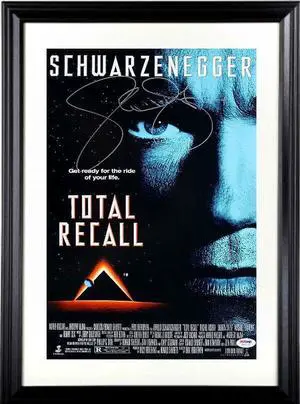 Sharon Stone signed Total Recall 11x17 Movie Poster Custom Framing (w/ Arnold Schwarzenegger)- PSA Hologram