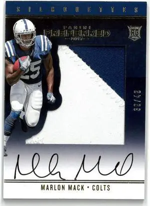 Marlon Mack signed 2017 Panini Preferred Silhouettes RPA Auto RC Card/2 Color Patch #74- 39/49 (Indianapolis Colts)
