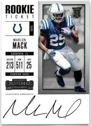 Marlon Mack signed 2017 Panini Contenders Rookie Ticket On Card Auto #314 (Colts/Broncos)