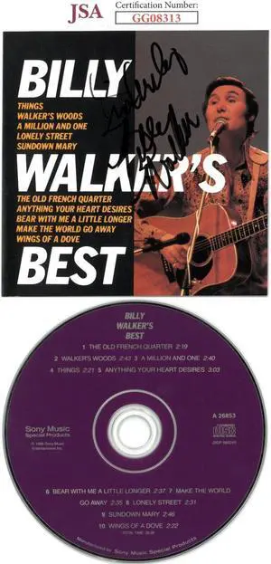 Billy Walker signed 1989 Billy Walker's Best Album Cover Booklet w/ CD & Case- JSA #GG08313