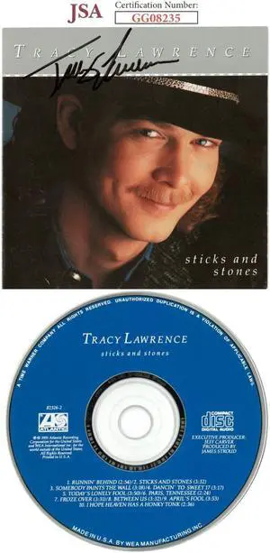 Tracy Lawrence signed 1991 Sticks and Stones Album Cover Booklet w/ CD & Case- JSA #GG08235