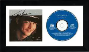 Tracy Lawrence signed 1991 Sticks and Stones Album Cover Booklet w/ CD 6.5x12 Custom Framing- JSA #GG08235