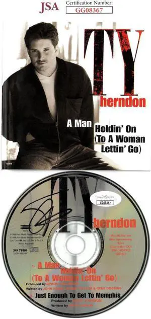 Ty Herndon signed 1998 A Man Holdin' On (To A Woman Lettin' Go) Album CD w/Cover & Case- JSA #GG08367