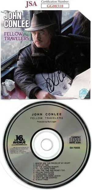 John Conlee signed 1989 Fellow Travelers Album Cover w/ CD & Case- JSA #GG08318