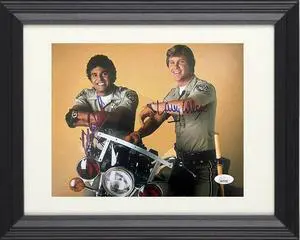 Erik Estrada & Larry Wilcox dual signed CHiPs California Highway Patrol 8X10 Photo Custom Framing- JSA Witnessed (Ponch/Jon)