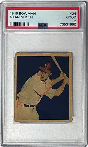 Stan Musial 1949 Bowman Baseball Card #24- PSA Graded 2 Good (Centered/Under Graded/St. Louis Cardinals)