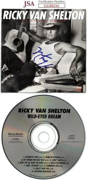 Ricky Van Shelton signed 1987 Wild-Eyes Dream Album Cover Booklet w/ CD & Case- JSA #GG08241