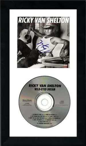 Ricky Van Shelton signed 1987 Wild-Eyes Dream Album Cover Booklet w/ CD 6.5x12 Custom Framing- JSA #GG08241