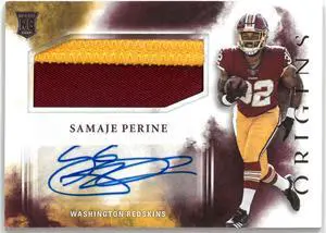 Samaje Perine signed 2017 Panini Origins Auto/Patch Rookie Card (RPA/RC) #114 (Commanders/49ers)