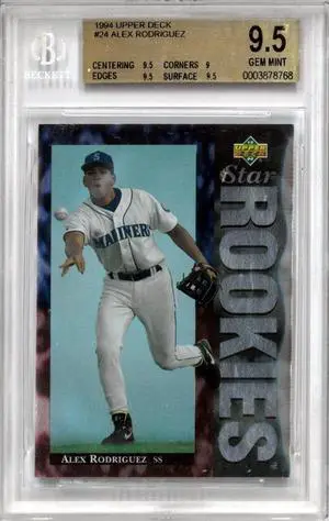 Alex Rodriguez 1994 Upper Deck Rookie Card (RC) #24- Beckett/BGS Graded 9.5 Gem Mint (Seattle Mariners)