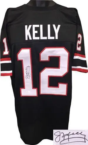 Jim Kelly signed Gamblers Black Custom Stitched Pro Style Football Jersey- JSA Witnessed