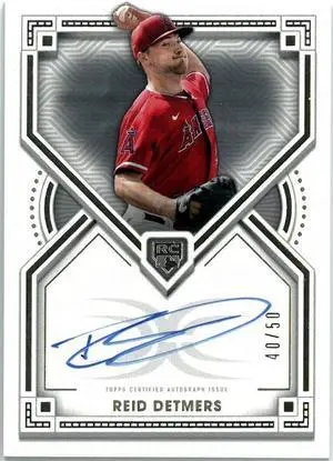 Reid Detmers signed 2002 Topps Definitive Collection Rookie On Card Auto (RC) #DRA-RDE- /50 (Los Angeles Angels)