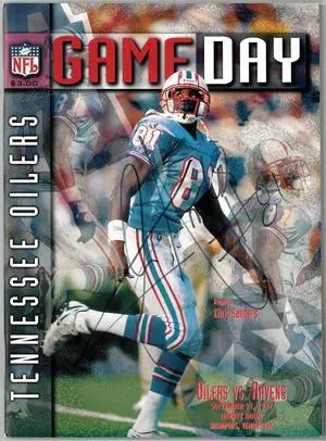 Chris Sanders signed 1997 Tennessee Oilers NFL Gameday Magazine/Program (09/21/97)- COA