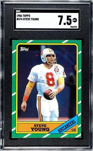 Steve Young 1986 Topps Rookie Card (RC) #63- SGC Graded 7.5 NM+ (Tampa Bay Buccaneers)