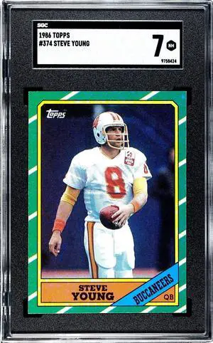 Steve Young 1986 Topps Rookie Card (RC) #63- SGC Graded 7 NM (Tampa Bay Buccaneers)