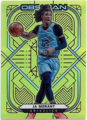 Ja Morant 2020-21 Panini Obsidian Electric Etch Yellow Flood Card #70 (Memphis Grizzlies)