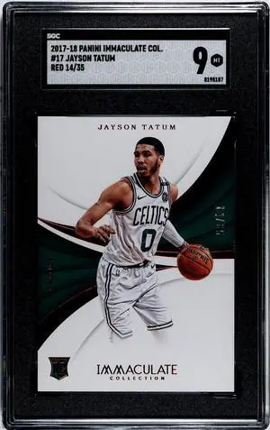 Jayson Tatum 2017-18 Panini Immaculate Collection Red Foil Rookie Card (RC) #17- /35- SGC Graded 9 MT (Boston Celtics)