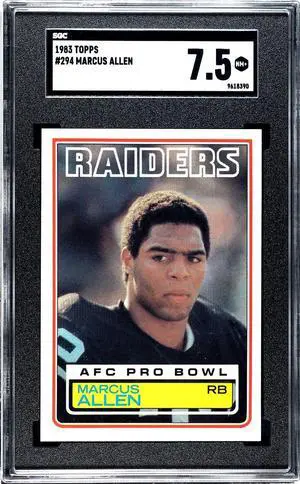 Marcus Allen 1983 Topps Rookie Card (RC) #294- SGC Graded 7.5 NM+ (Los Angeles Raiders)