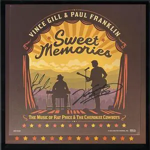 Vince Gill & Paul Franklin dual signed 2023 Sweet Memories 11x11 Art Card/Album Cover/LP/Vinyl Record w/Custom Framing- COA