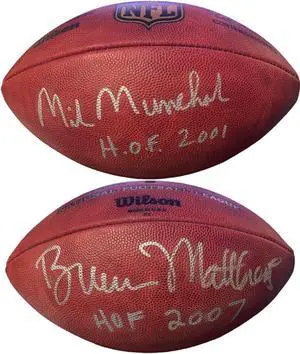 Bruce Matthews & Mike Munchak dual signed Official NFL New Duke Football w/ HOF- PSA #2N73539 (Oilers/Titans)