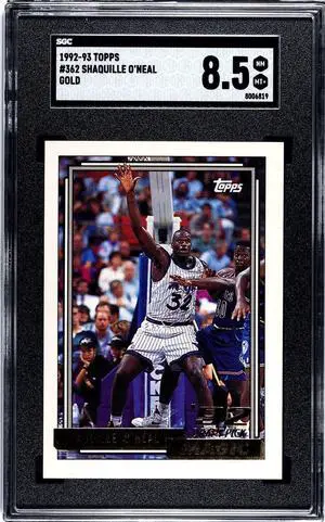 Shaquille O'Neal 1992-93 Topps Gold Rookie Card (RC) #362- SGC Graded 8.5 NM-MT+ (Orlando Magic)