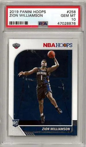 Zion Williamson 2019-20 Panini NBA Hoops Rookie Card (RC) #258- PSA Graded 10 Gem Mint (New Orleans Pelicans)